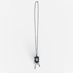 Victorian-Style Black Pendant Watch Necklace
